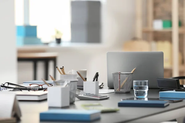 Table Modern Laptop Stationery Office — Stock Photo, Image