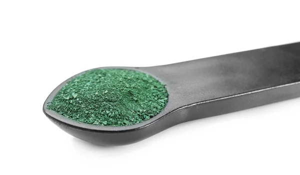 Spirulina powder in measuring spoon — Stock Photo, Image