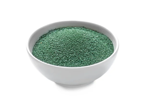 Mísa s spirulina prášek — Stock fotografie