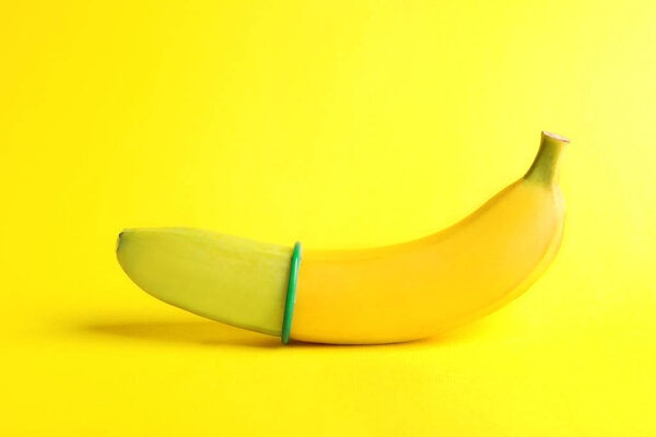 yellow banana with condom 