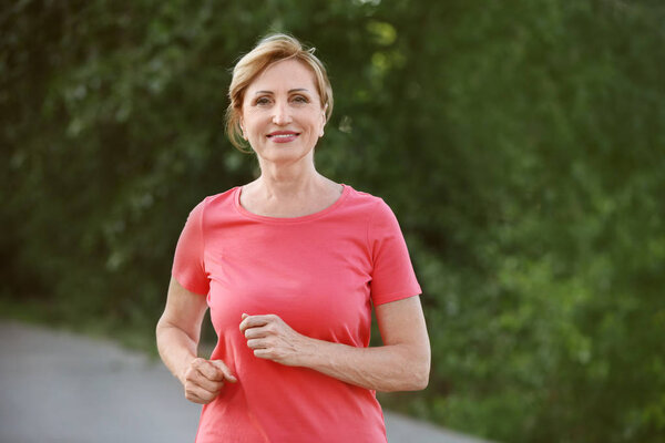 mature woman running 