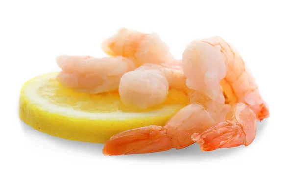 Delicious shrimps with lemon — Stock Photo, Image
