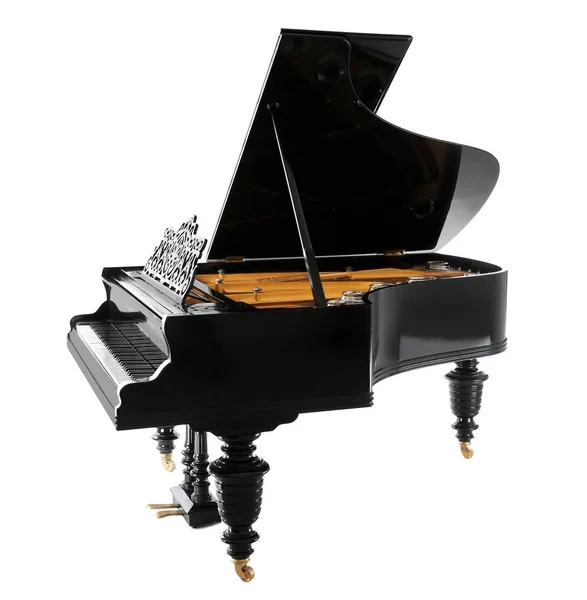 하얀 배경에 있는 그랜드 피아노 — 스톡 사진