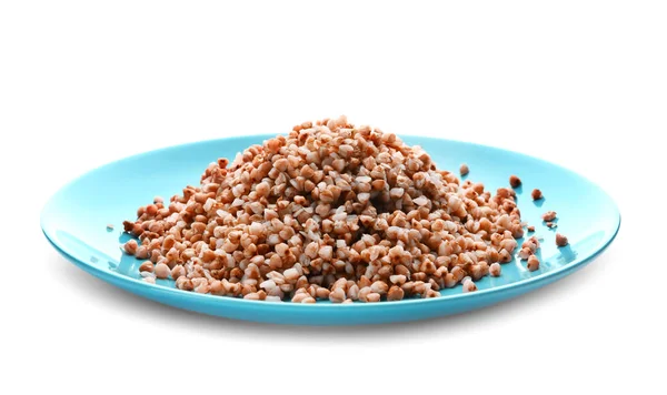 Plate with cooked buckwheat — Stock Photo, Image