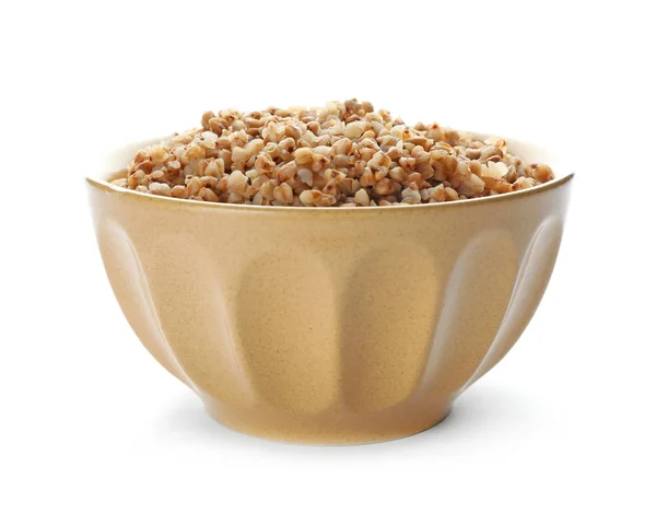 Bowl with cooked buckwheat — Stock Photo, Image