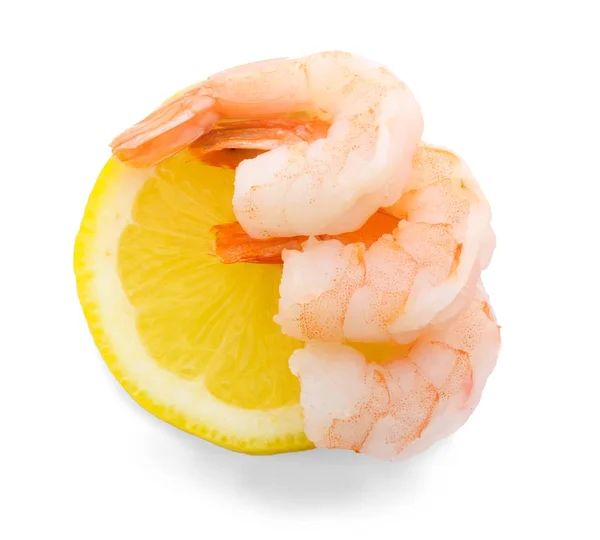 Delicious shrimps with lemon — Stock Photo, Image