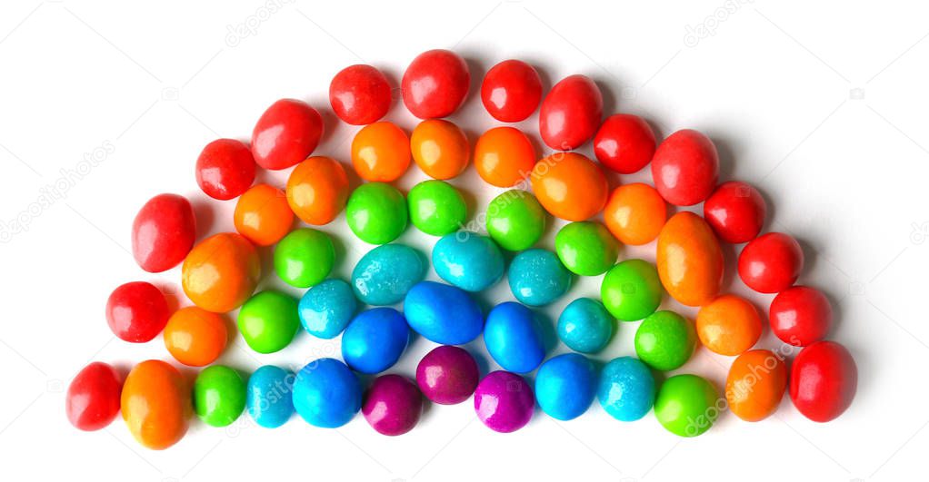 Colorful candies arranged as rainbow