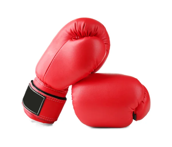 Červené Boxerské rukavice, izolované na bílém — Stock fotografie