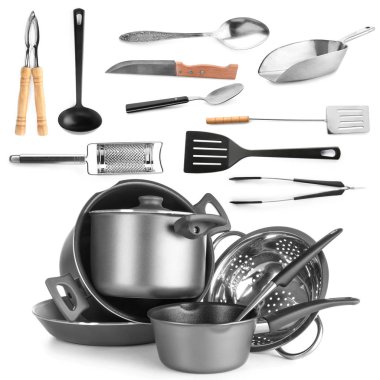 Set of cooking utensils on white background clipart