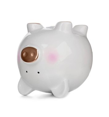 Beyaz arka plan üzerinde şirin kumbara