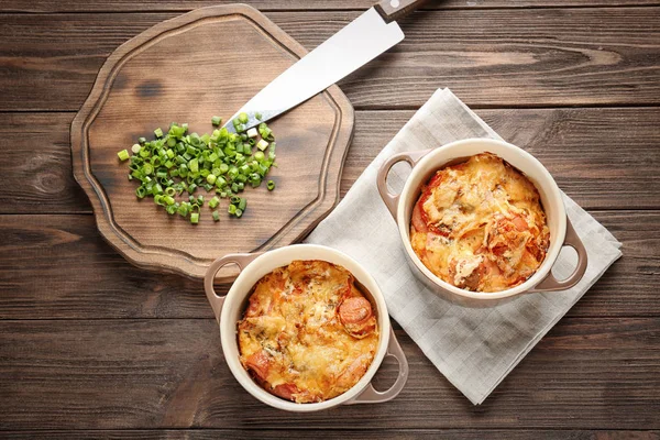 Delicious sausage casserole — Stock Photo, Image