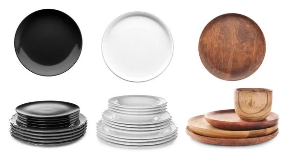 Набор посуды на белом фоне — стоковое фото
