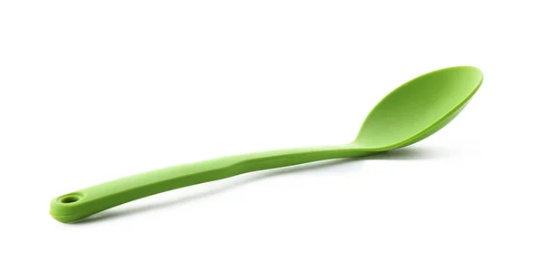 Plastic spoon on white — Stock Photo, Image