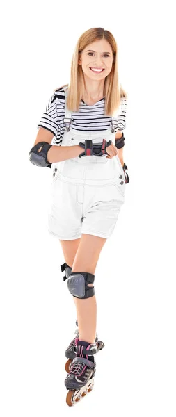 Attractive woman on roller skates — Stock Photo, Image