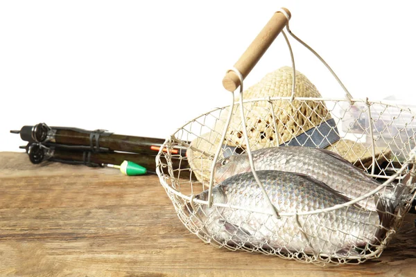 Freshly caught fish in basket — Stock Photo, Image