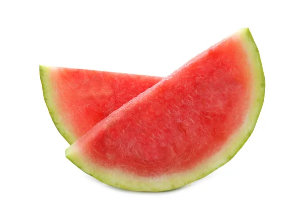 Scheiben reife Wassermelone auf weißem Hintergrund — Stockfoto