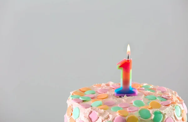 Cake with candle for birthday — Stock Photo, Image