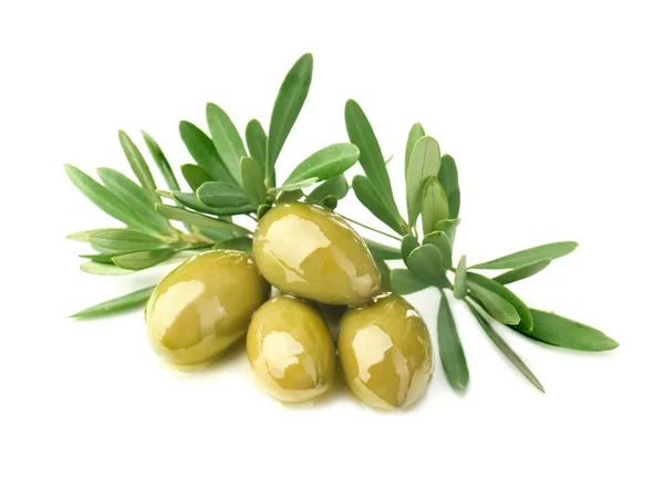 Zielone oliwki w puszkach — Zdjęcie stockowe