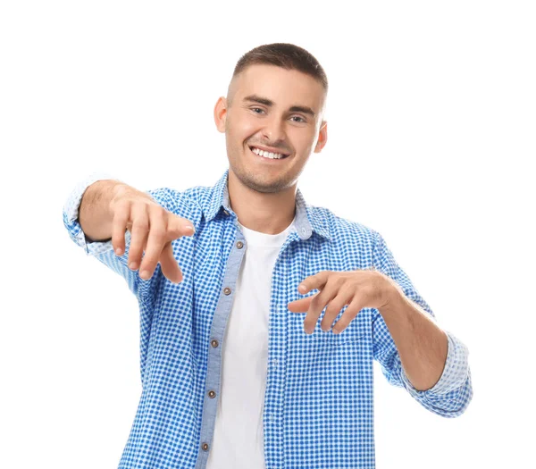 Handsome young man against white background — Stock Photo, Image
