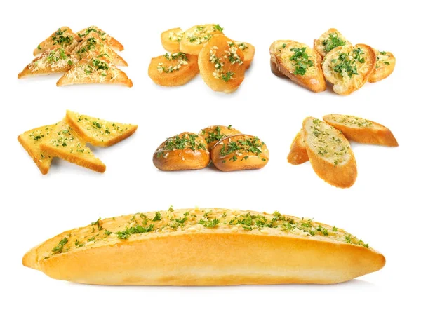 Delicious bread and garlic — Stock Photo, Image