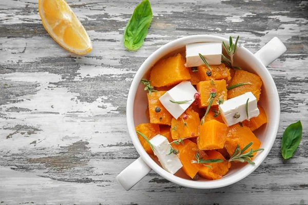 Dish with delicious sliced sweet potato — Stock Photo, Image