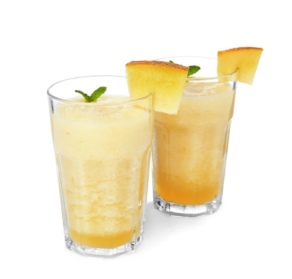 Melon smoothie in glasses Stock Image