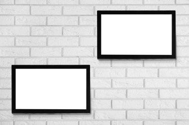 Modern Tv ekranlarında tuğla duvar arka plan