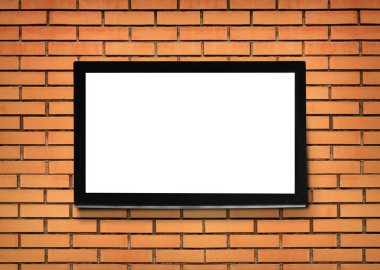 Tuğla duvar arka plan modern Tv ekranında