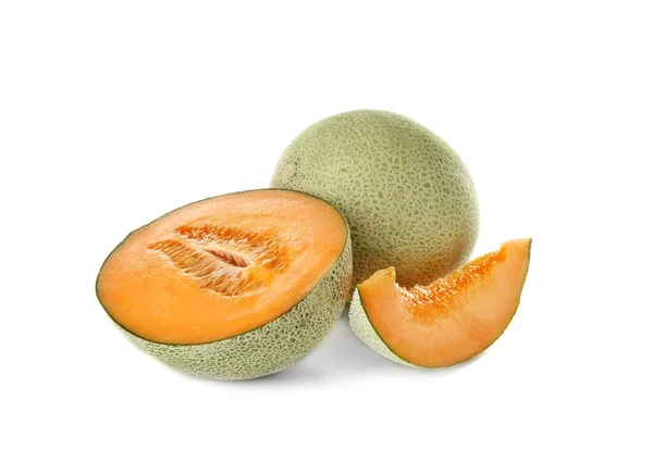 Reife Melonen auf weißem Hintergrund — Stockfoto