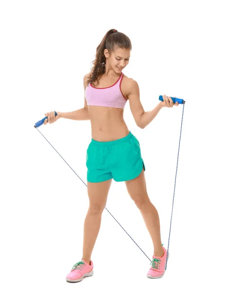 Young woman with jumping rope — Stock Photo, Image