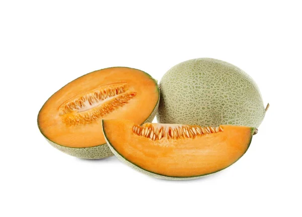 Mogna meloner på vit bakgrund — Stockfoto