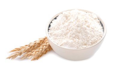 Beyaz zemin üzerine un kase