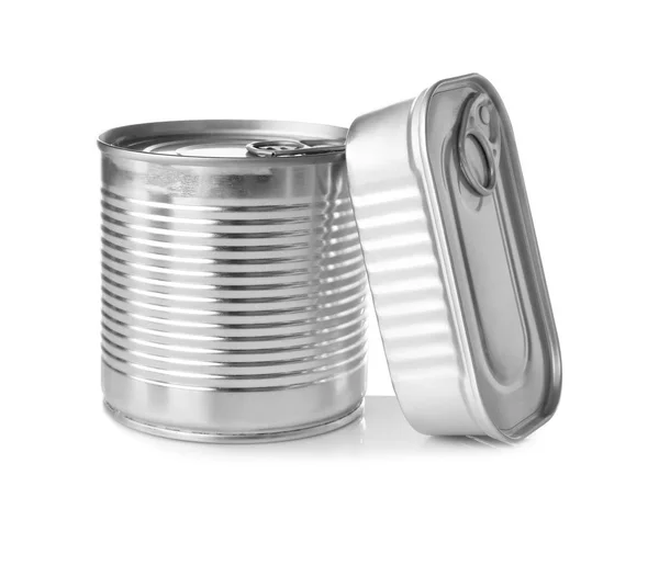 Tin cans, isolated on white — Stock Photo, Image
