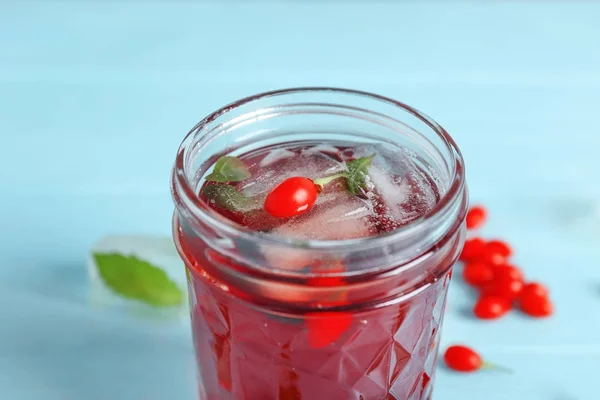 Jar with goji juice — Stock Photo, Image