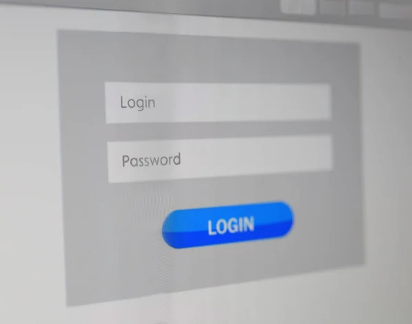 登录名和密码在屏幕上 — 图库照片