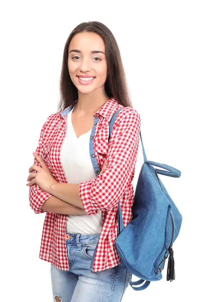 Pretty student on white background — Stock Photo, Image