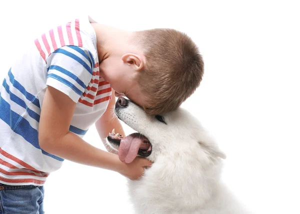 小男孩与狗 — 图库照片