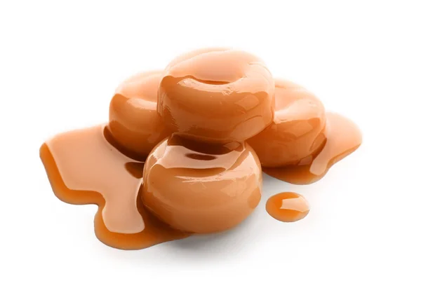 Zoete snoepjes met karamel-topping — Stockfoto