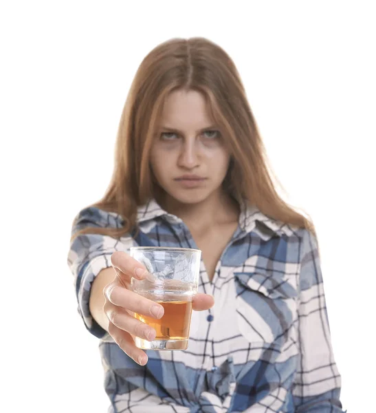 Young woman drinking alcohol — Stock Photo, Image