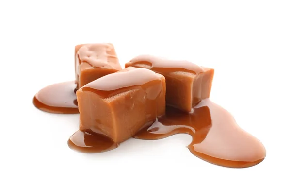 Sweet candies with caramel topping — Stock Photo, Image