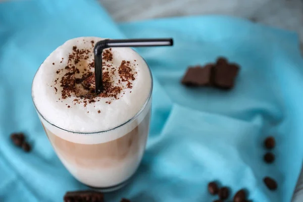 Glass with latte macchiato — Stock Photo, Image