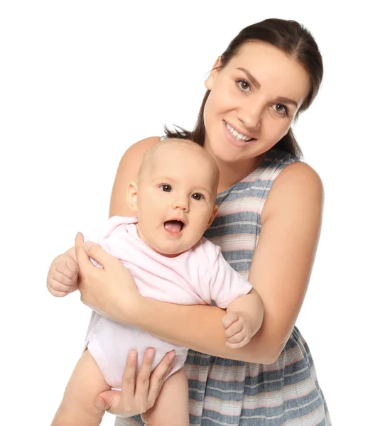 Feliz joven mujer con lindo bebé — Foto de Stock