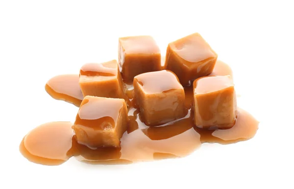 Süße Bonbons mit Karamell-Belag — Stockfoto