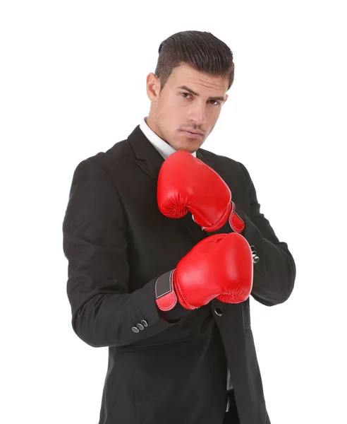 Geschäftsmann in Boxhandschuhen — Stockfoto