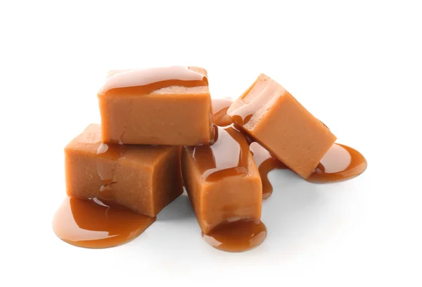 Sweet candies with caramel topping — Stock Photo, Image