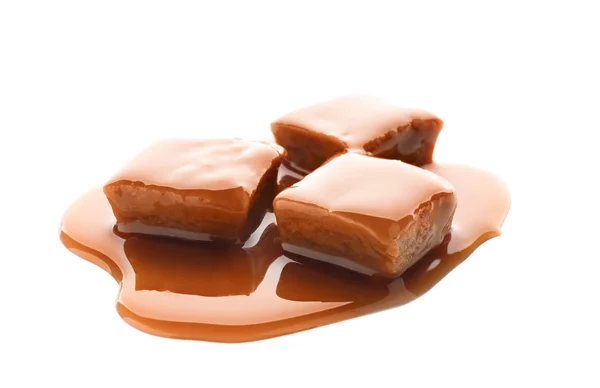 Sweet candies with caramel topping — Stock Photo, Image