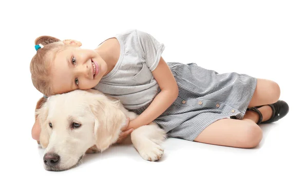 Petite fille avec chien — Photo