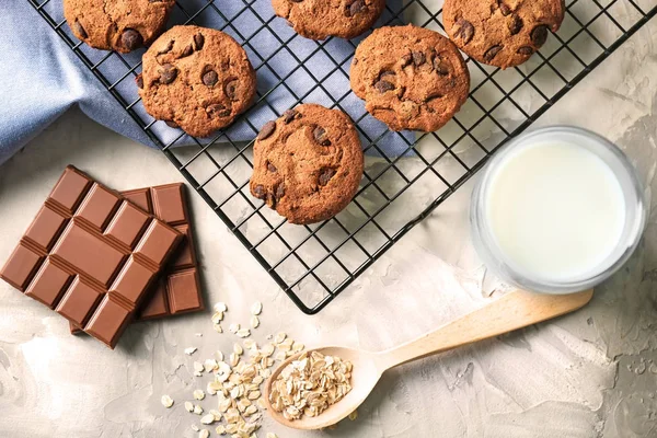 Kue oatmeal lezat dengan keripik coklat — Stok Foto