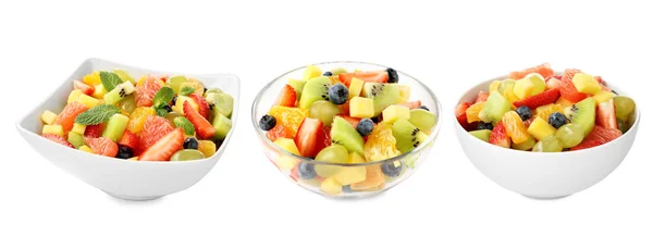 Tigelas com saladas de frutas — Fotografia de Stock