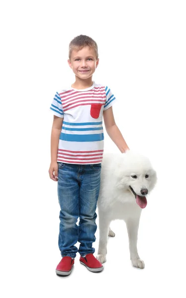 Little boy with dog — Stock Photo, Image